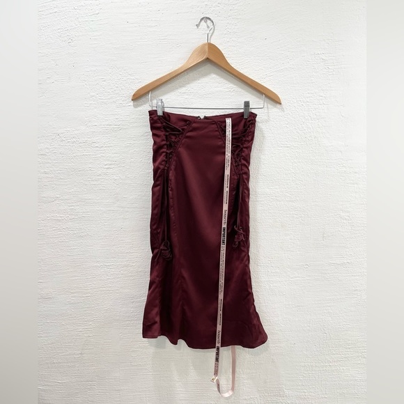 House of CB Sidonie Lace-Up Satin Trumpet Midi Skirt - Picture 2 of 6